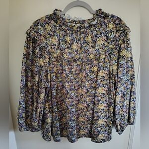 Universal Thread Ditzy Floral Puff Sleeve Ruffle Prairie Boho Popover Top XXL